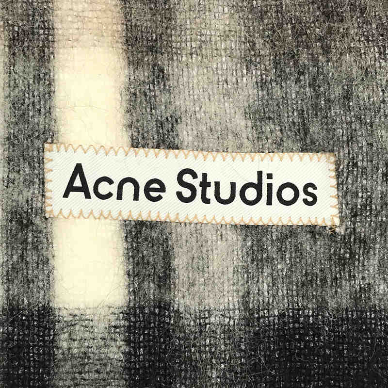 Acne Studios / アクネストゥディオズ 大判 ボリューム フリンジ チェック モヘア ウール スカーフ マフラー