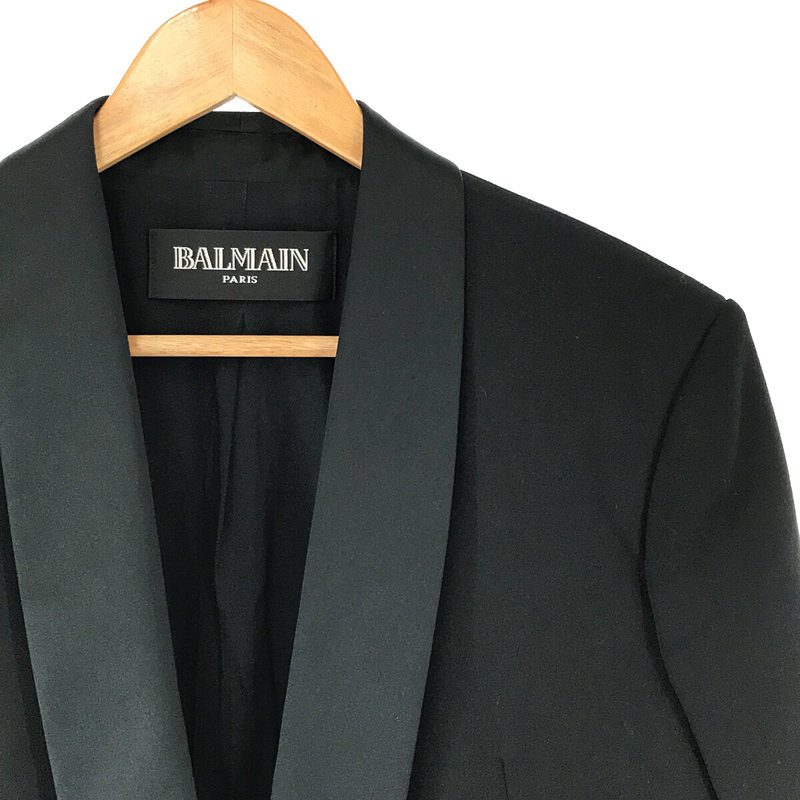 BALMAIN / バルマン サテン ショールカラー 切替 タキシード シングル ジャケット