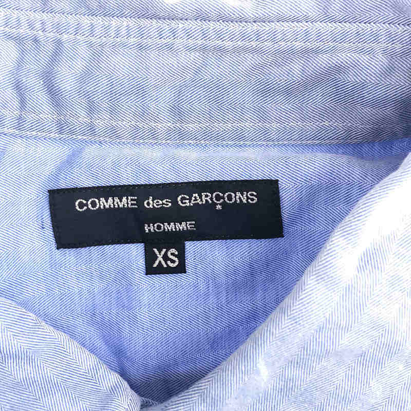 COMME des GARCONS HOMME / コムデギャルソンオム ヘリンボーンツイル チェック ストライプ 切替 半袖シャツ