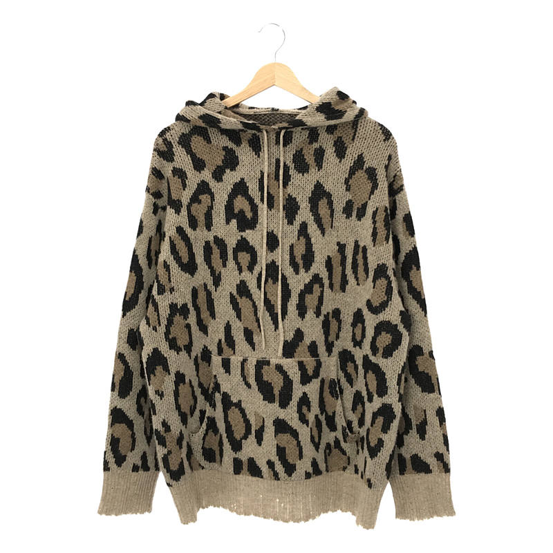 CASHMERE LEOPARD HOODIE ダメージニット