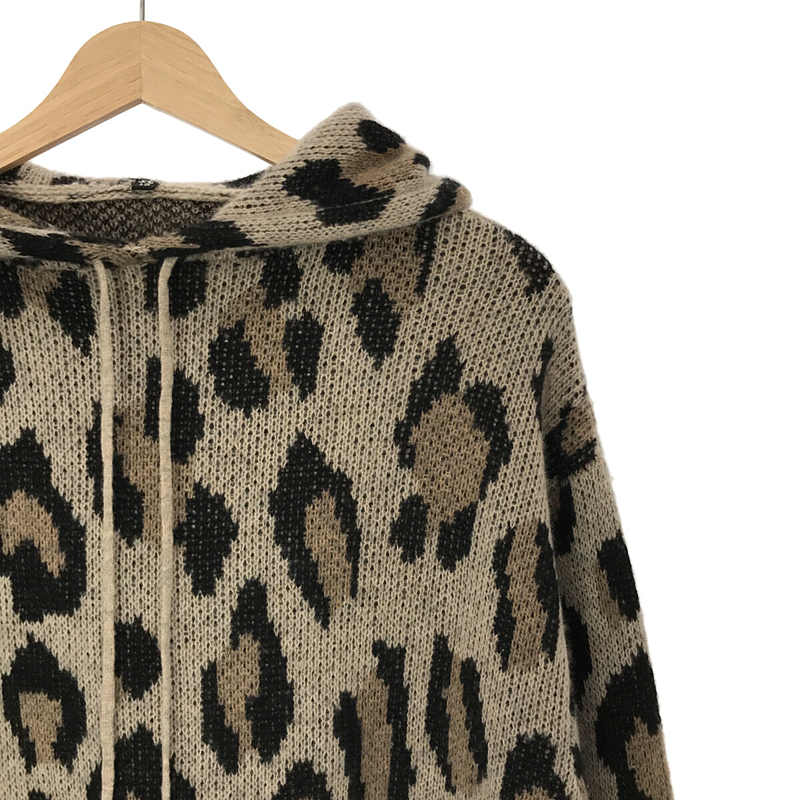 R13 / アールサーティーン CASHMERE LEOPARD HOODIE ダメージニット