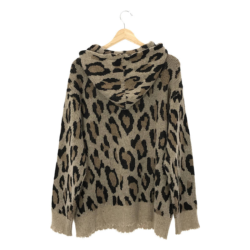 R13 / アールサーティーン CASHMERE LEOPARD HOODIE ダメージニット