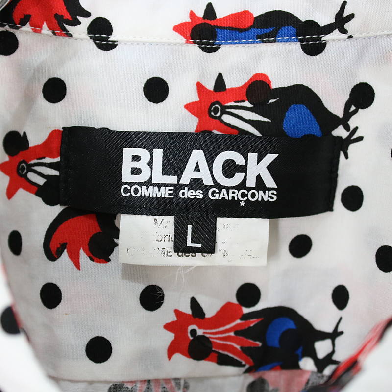 BLACK COMME des GARCONS / ブラックコムデギャルソン 鶏ドット 総柄半袖シャツ