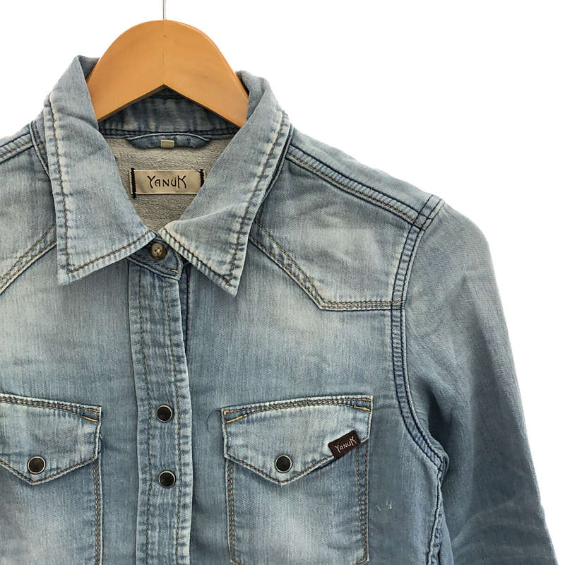 YANUK / ヤヌーク コットン ナイロン ストレッチ デニム ニット ウエスタン シャツ