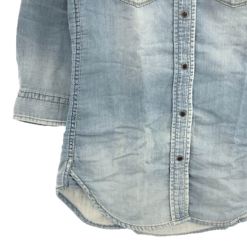 YANUK / ヤヌーク コットン ナイロン ストレッチ デニム ニット ウエスタン シャツ