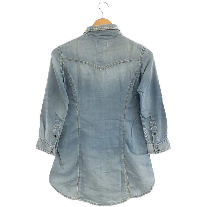 YANUK / ヤヌーク コットン ナイロン ストレッチ デニム ニット ウエスタン シャツ