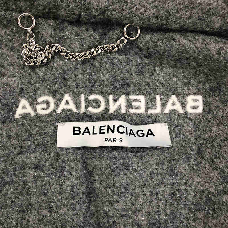 BALENCIAGA / バレンシアガ イタリア製 刺繍 ウールカシミヤ フード ポンチョ ケープ マント