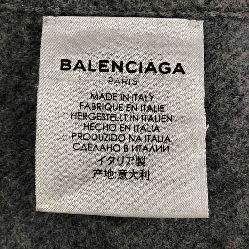 BALENCIAGA / バレンシアガ イタリア製 刺繍 ウールカシミヤ フード ポンチョ ケープ マント