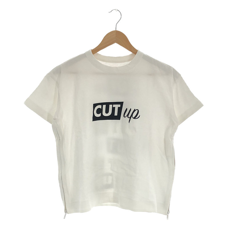 コットン Cut up プリント サイドジップ Tシャツ