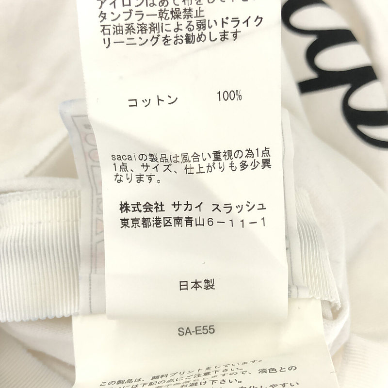 sacai / サカイ コットン Cut up プリント サイドジップ Tシャツ