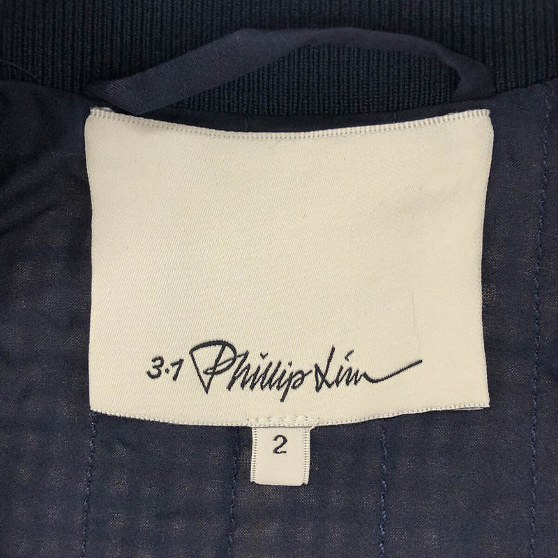 3.1 Phillip Lim /  スリーワンフィリップリム レーヨン シルク フラワー スリーブ チェック 切替 ジップ ブルゾン MA-1