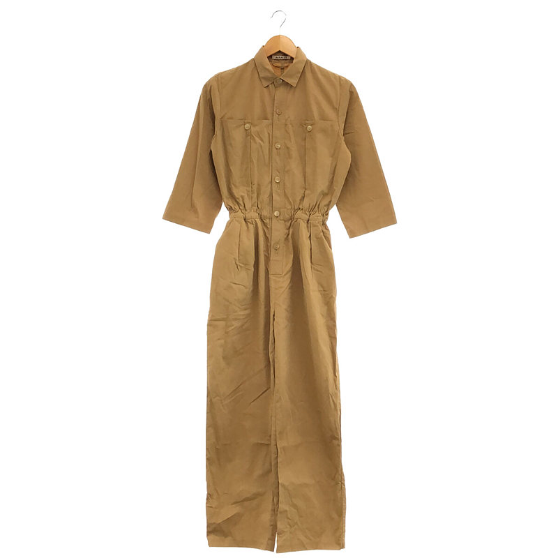 WASHED CAVALRY TWILL JUMPSUIT - BEIGE キャバリーツイル ウォッシュドキャバリーツイルジャンプスーツ