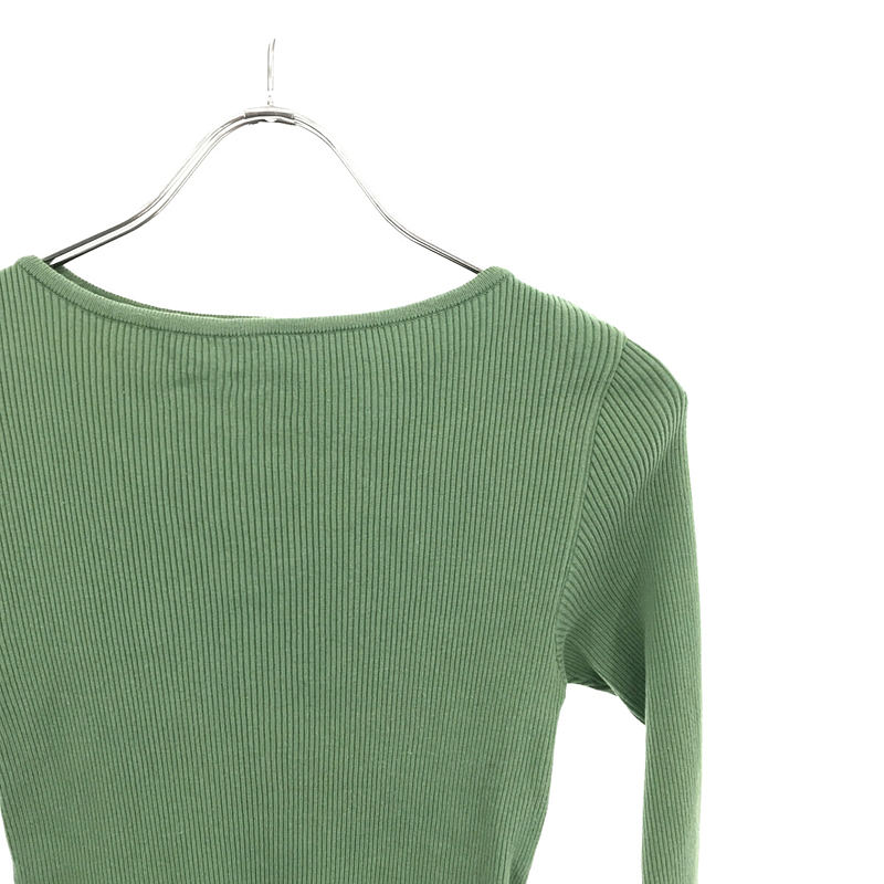 AURALEE / オーラリー RIB BOAT NECK L/S TEE リブニットカットソー green