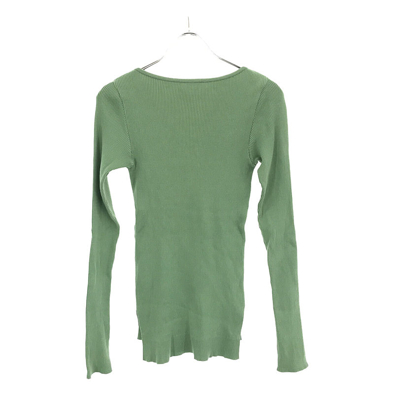 AURALEE / オーラリー RIB BOAT NECK L/S TEE リブニットカットソー green