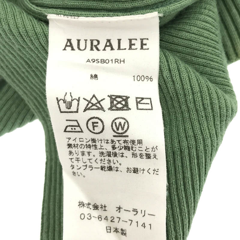 AURALEE / オーラリー RIB BOAT NECK L/S TEE リブニットカットソー green