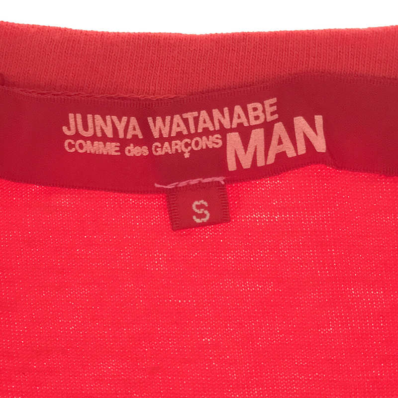 JUNYAWATANABE COMMEdesGARCONS MAN / ジュンヤワタナベ コム デ ギャルソン マン pink コットン クルーネック フロントロゴ Tシャツ カットソー