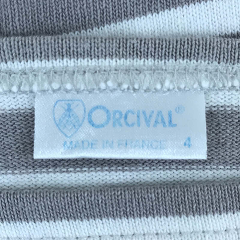 ORCIVAL / オーチバル コットン ボーダー ボートネック バスク カットソー gray