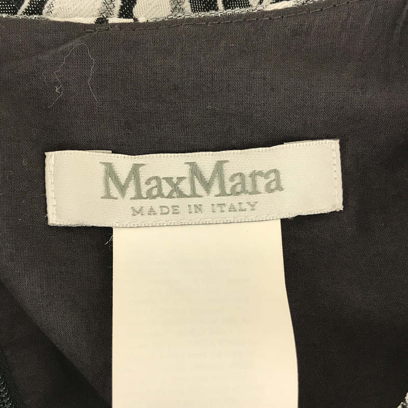 Max Mara / マックスマーラ イタリア製 ボタニカル柄 ジャガード ノースリーブ ワンピース ベルト付き 白タグ