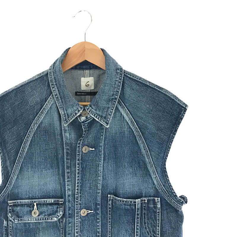 6 roku crushed denim vest | labiela.com