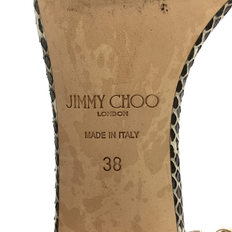 パイソン レザー ゴールド金具 チャンキーヒール ストラップ パンプス 箱有JIMMY CHOO / ジミーチュウ