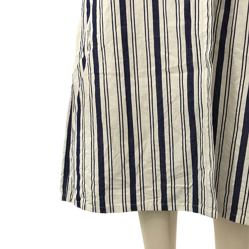 steven alan / スティーブンアラン STRIPE COAT SHIRT DRESS コットン リネン シルク マルチストライプワンピース ベルト付き