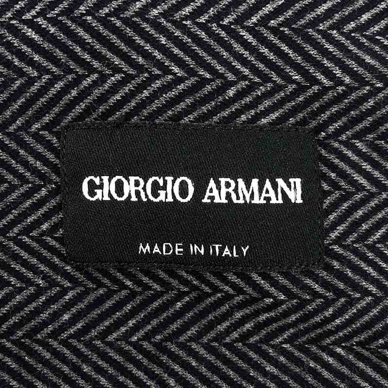 GIORGIO ARMANI / ジョルジオアルマーニ コットン ヘリンボーン柄 プリント ハイネックジップ アップシャツ