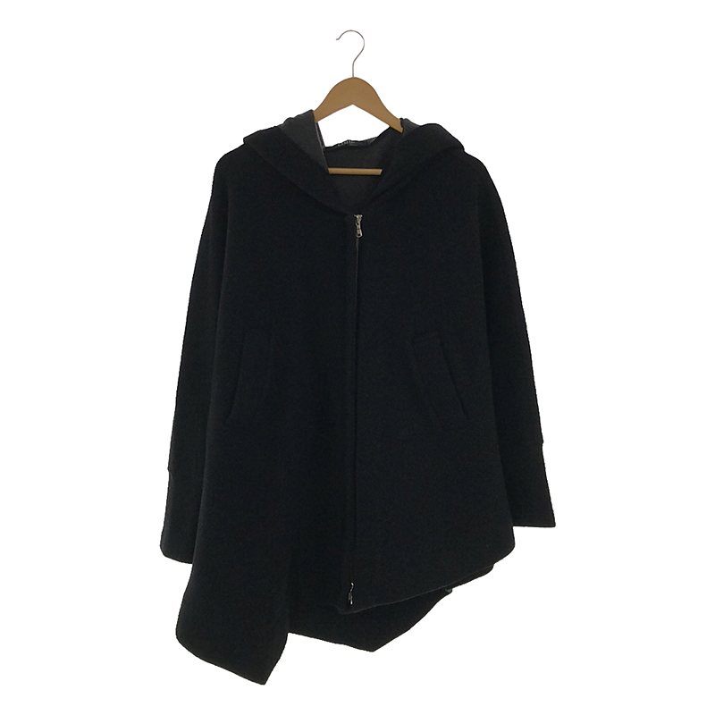 Sheep pile Asymmetry Coat / ウール 変形 アシンメトリー ジップコート フーディ