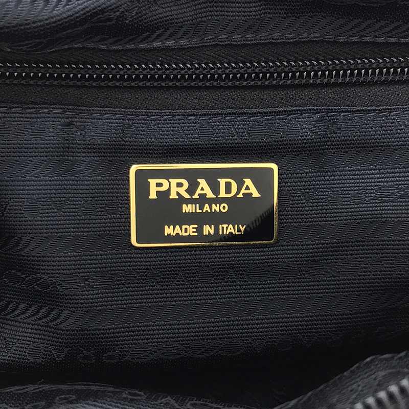 PRADA / プラダ TESSUTO ビーズロゴ フリンジタッセル ハンドバッグ