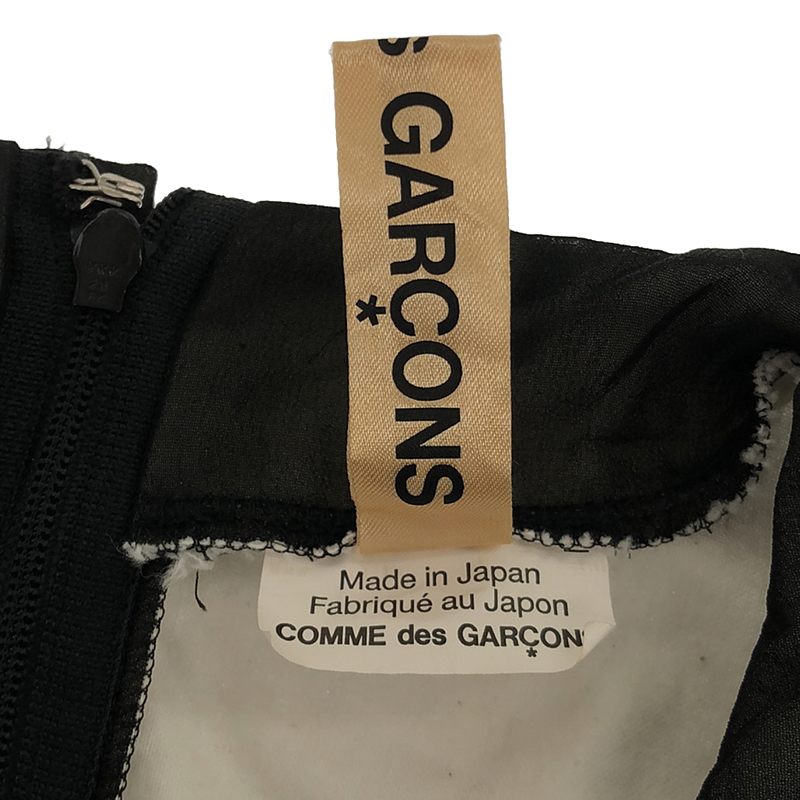 COMME des GARCONS / コムデギャルソン ポリエステル 断ち切り 丸襟 シアー ギャザー ワンピース / 総裏地