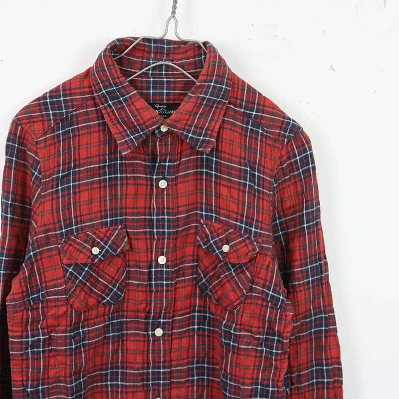 HYSTERIC GLAMOUR / ヒステリックグラマー シワ加工チェックワークシャツ