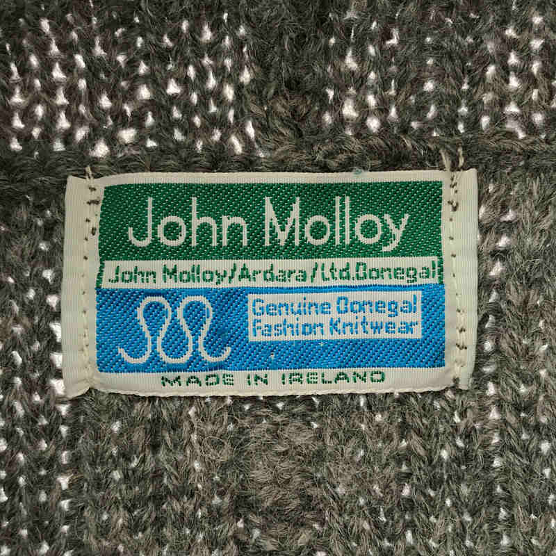 John Molloy / ジョンモロイ 英国製 ウール アラン ケーブル ニットフーデッド カーディガン