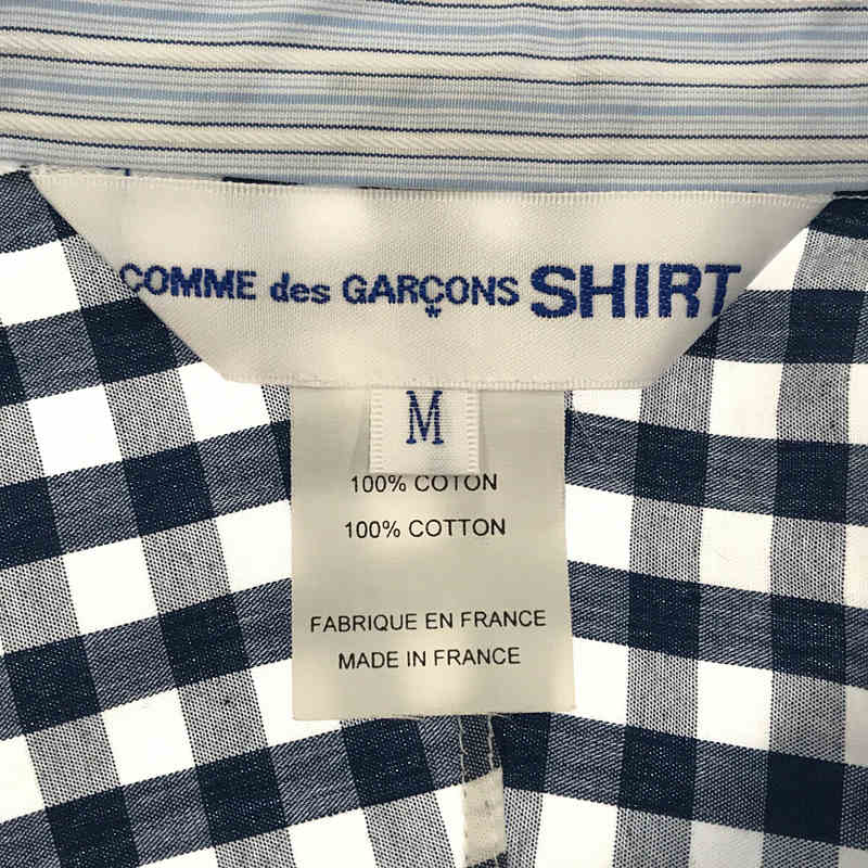 COMME des GARCONS SHIRT / コムデギャルソンシャツ フランス製 クレイジーパターン チェック ストライプ 切替 コットン シャツ