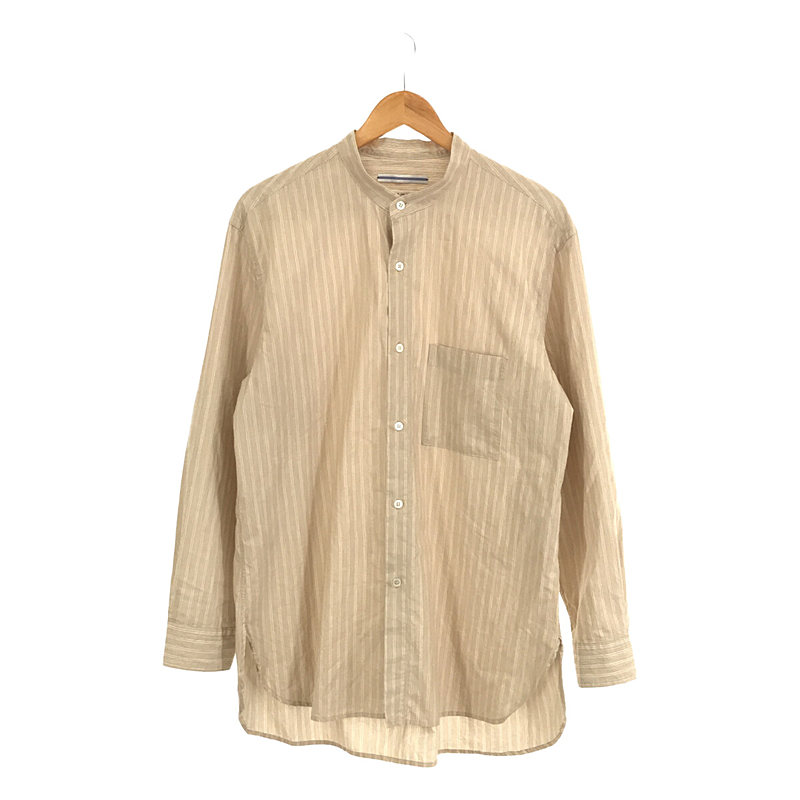 STRIPED SILK AND COTTON MAO SHIRT コットンシルク マオシャツCristaseya / クリスタセヤ