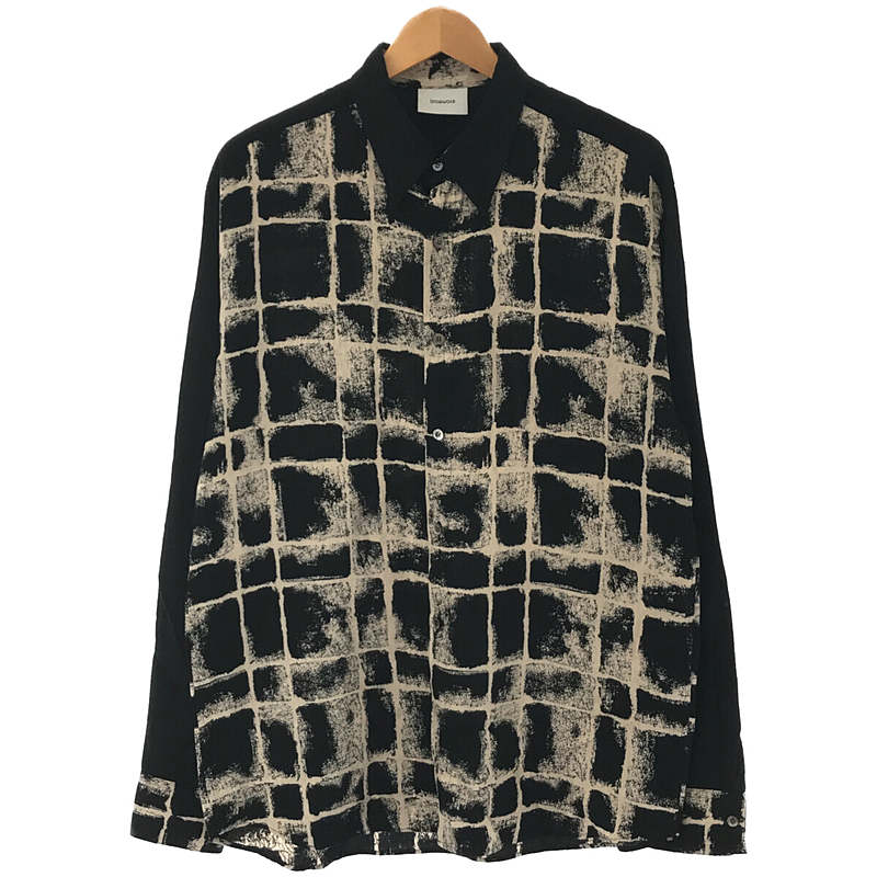 VINTAGE CHECK L/S SHIRTS (BLACK)  異素材 レーヨン チェック シャツ