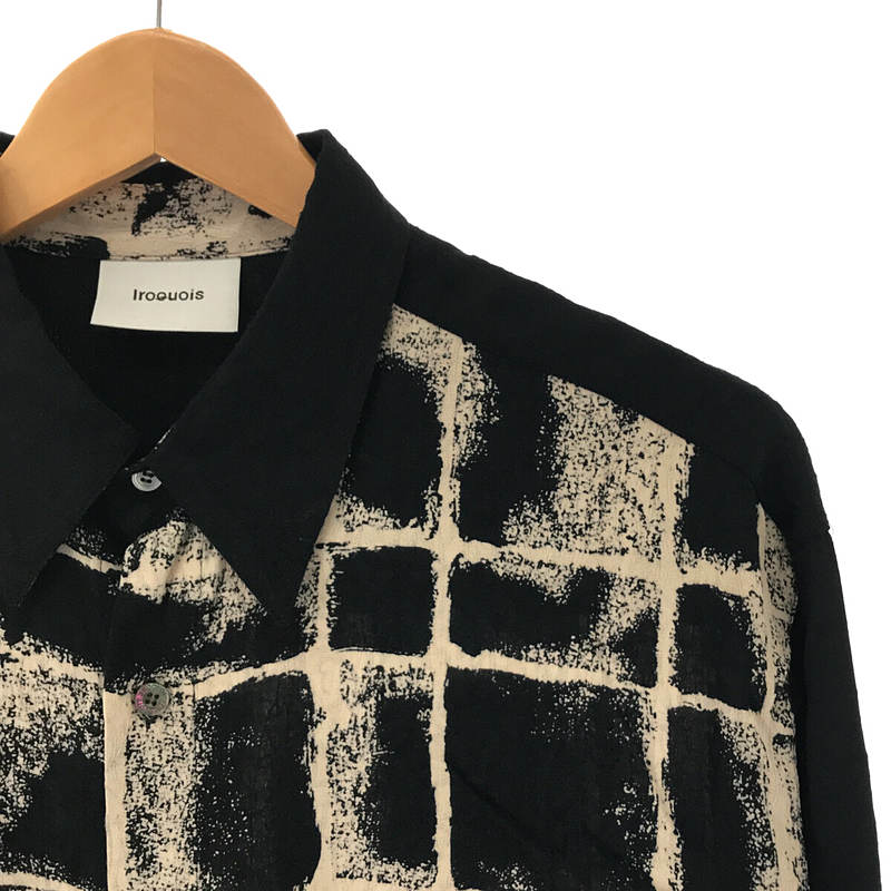 Iroquois / イロコイ VINTAGE CHECK L/S SHIRTS (BLACK)  異素材 レーヨン チェック シャツ