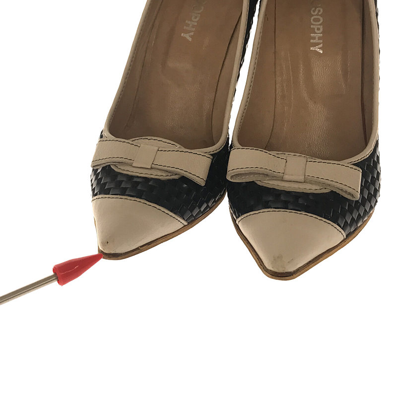 その他 PHILOSOPHY DI ALBERTA FERRETTI レザー 編み込み リボン ポインテッドトゥ ヒール パンプス