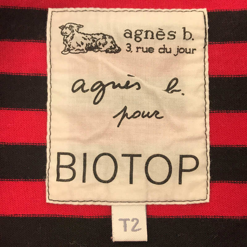 Agnes b. HOMME / アニエスベーオム × BIOTOP ビオトープ 別注 コットン クルーネック ボーダー ロングスリーブ カットソー