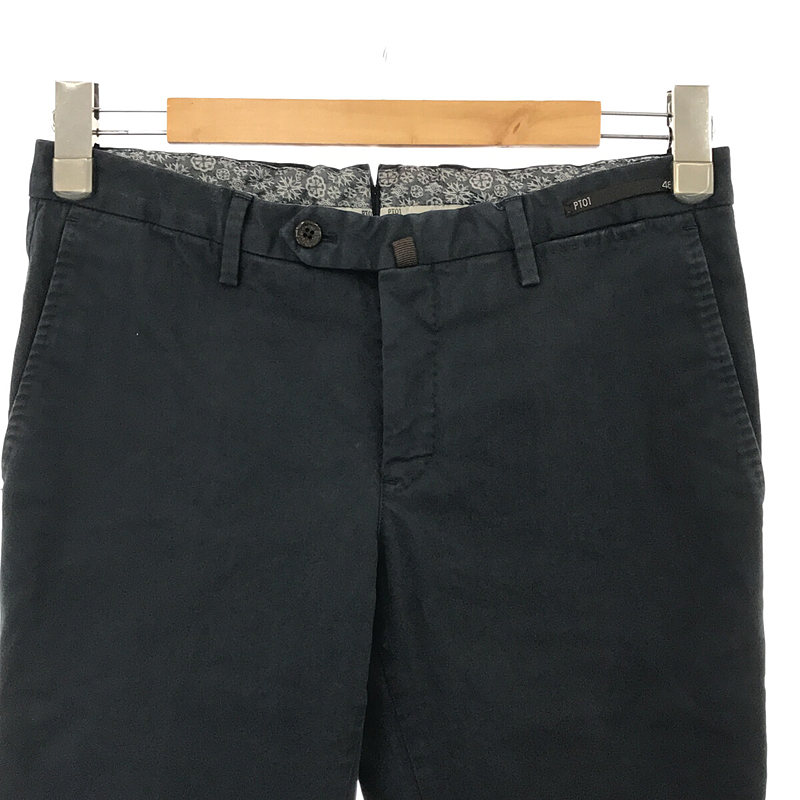 PT01 / ピーティーゼロウーノ SUPER SLIM FIT STRETCH 裏地 ジャガード 刺繍 切替 ストレッチ スラックス パンツ