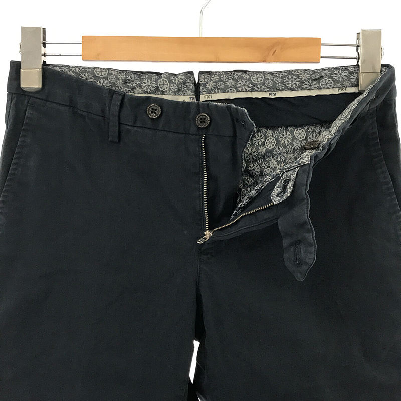 PT01 / ピーティーゼロウーノ SUPER SLIM FIT STRETCH 裏地 ジャガード 刺繍 切替 ストレッチ スラックス パンツ