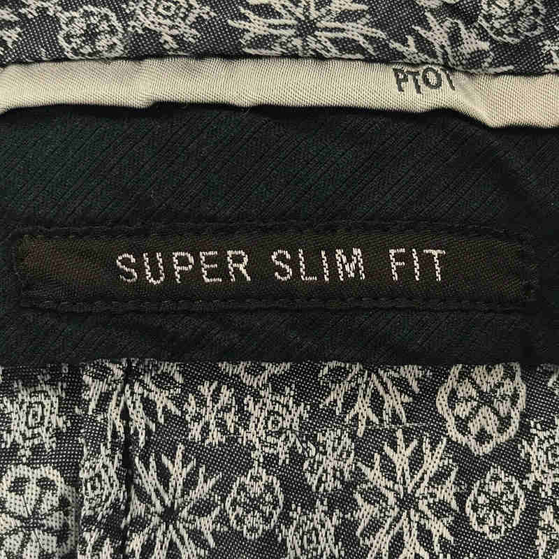 PT01 / ピーティーゼロウーノ SUPER SLIM FIT STRETCH 裏地 ジャガード 刺繍 切替 ストレッチ スラックス パンツ