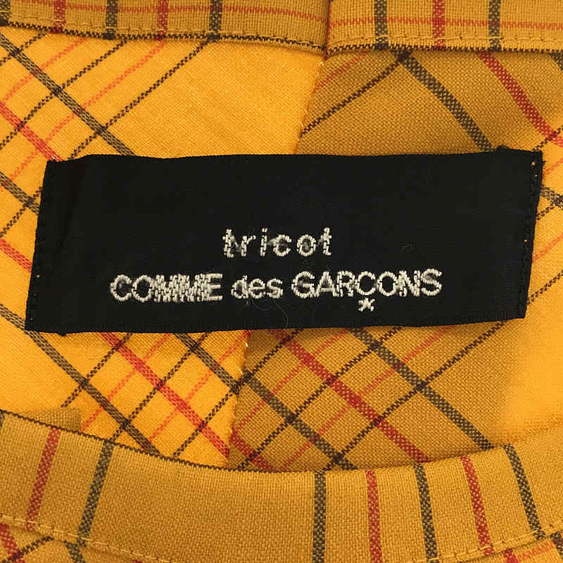 トップスtricot COMME des GARCONS / トリココムデギャルソン | 90s～ AD1993 ウール ノーカラー アシンメトリー バックタック ロング シャツ ブラウス チュニック | ー | マスタード | レディース