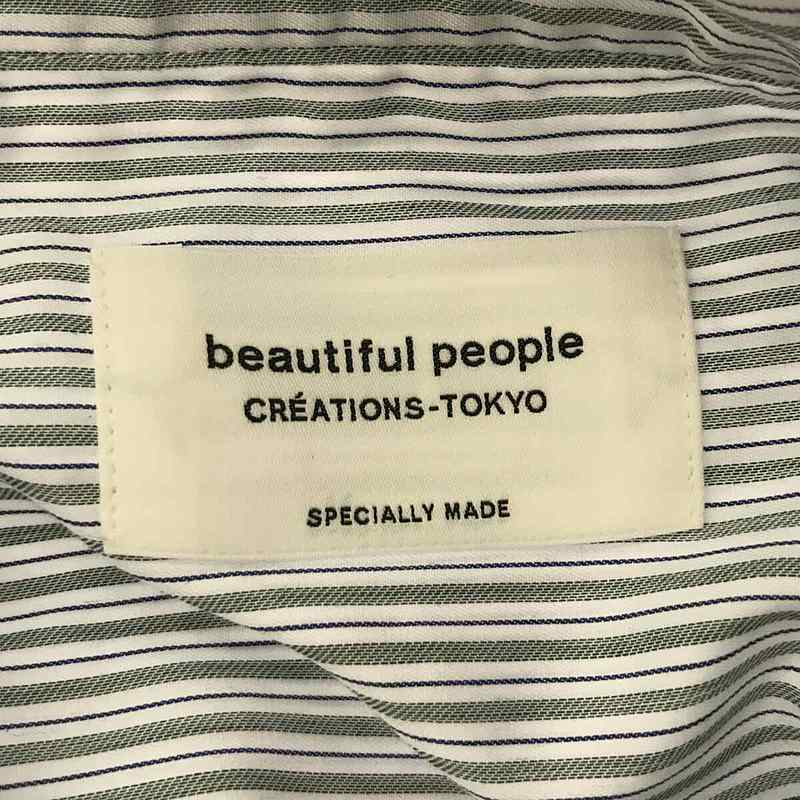 beautiful people / ビューティフルピープル c.stripe long neck shirt コットン ストライプ ロング シャツ