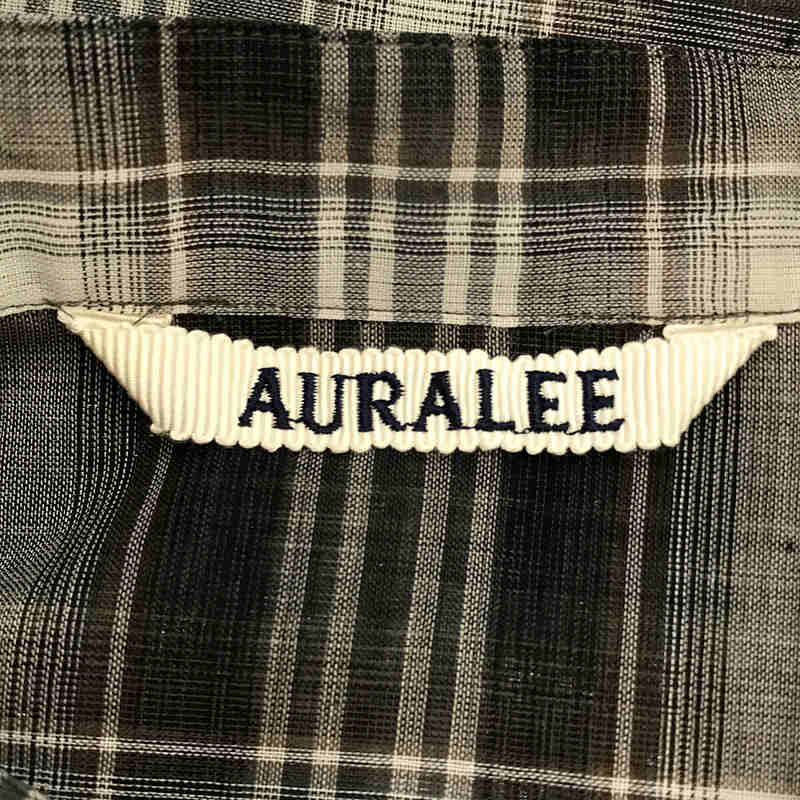 AURALEE / オーラリー WOOL RECYCLE POLYESTER SHEER CLOTH STAND COLLAR SHIRT ウール ポリエステル チェック スタンドカラー シャツ