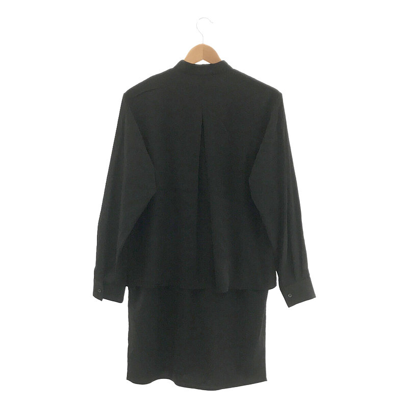 ETHOSENS / エトセンス テンセル ポリエステル スタンドカラー レイヤード シャツ