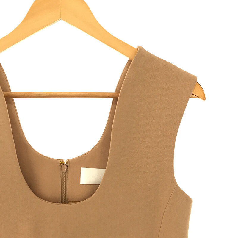 Mame Kurogouchi / マメクロゴウチ Deep Neck Sleeveless Dress - beige ディープネック ドレス ワンピース