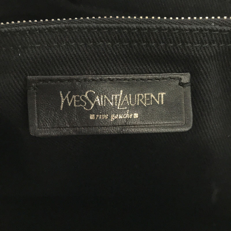 YVES SAINT LAURENT rive gauche / イヴサンローラン リヴゴーシュ 本革 レザー 切替 無地 3層  ミューズトゥ ハンドバッグ