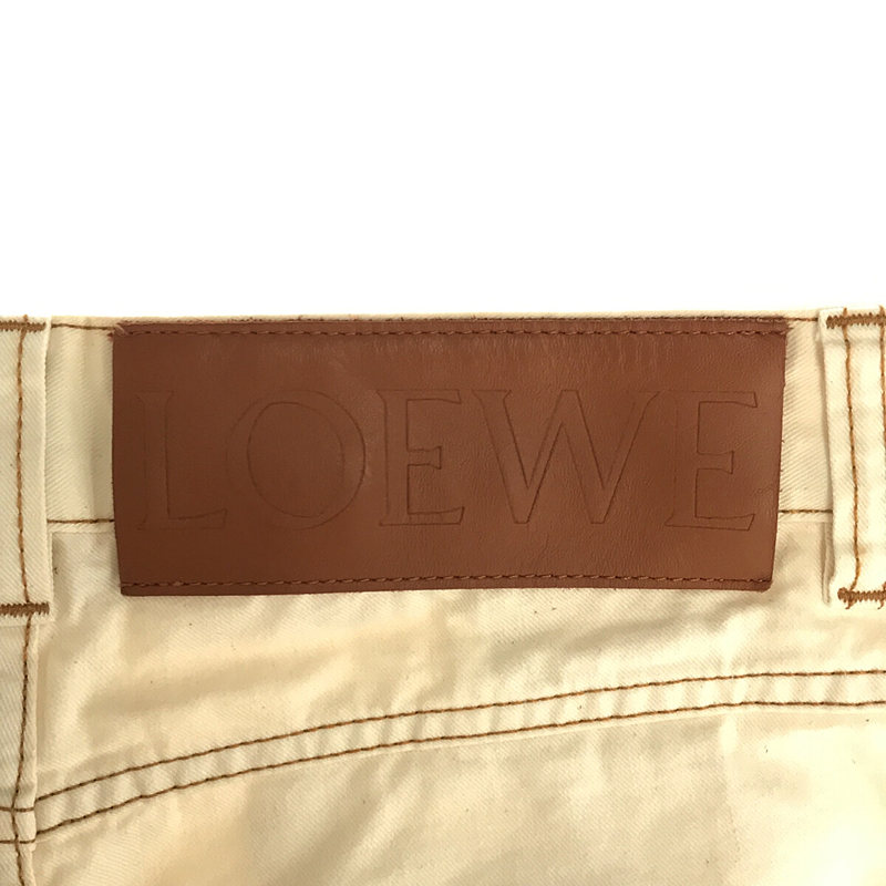 フィッシャーマン レザーパッチ ホワイトデニム コットン ロールアップパンツLOEWE / ロエベ