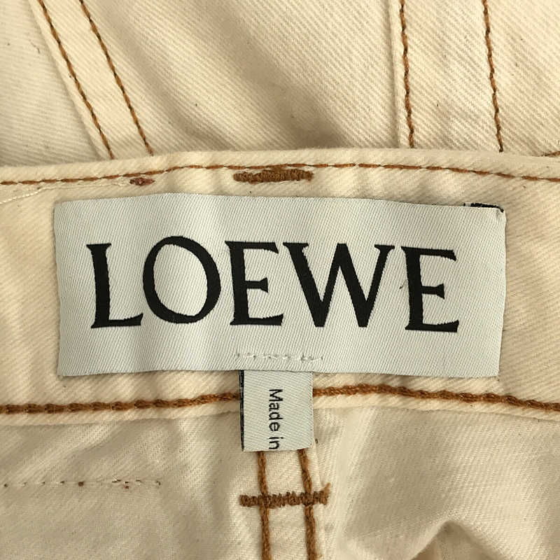 フィッシャーマン レザーパッチ ホワイトデニム コットン ロールアップパンツLOEWE / ロエベ