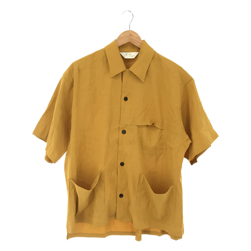 LINEN VISCOSE OPEN COLLAR PK SS SHIRT リネン ヴィスコース オープンカラー ポケット 半袖 シャツ