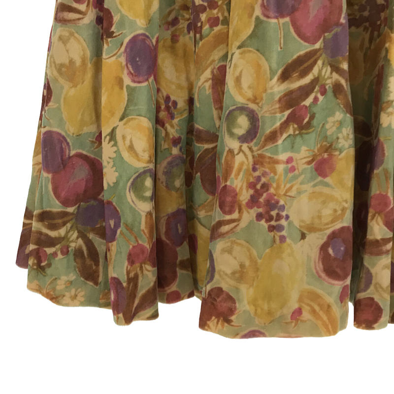 Jane Marple / ジェーンマープル レーヨン パイル フラワー柄 プリーツ スカート